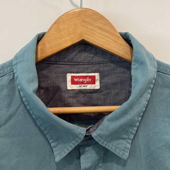 🏴 Wrangler Green Casual Button Down Shirt size XXL - Picture 5 of 9
